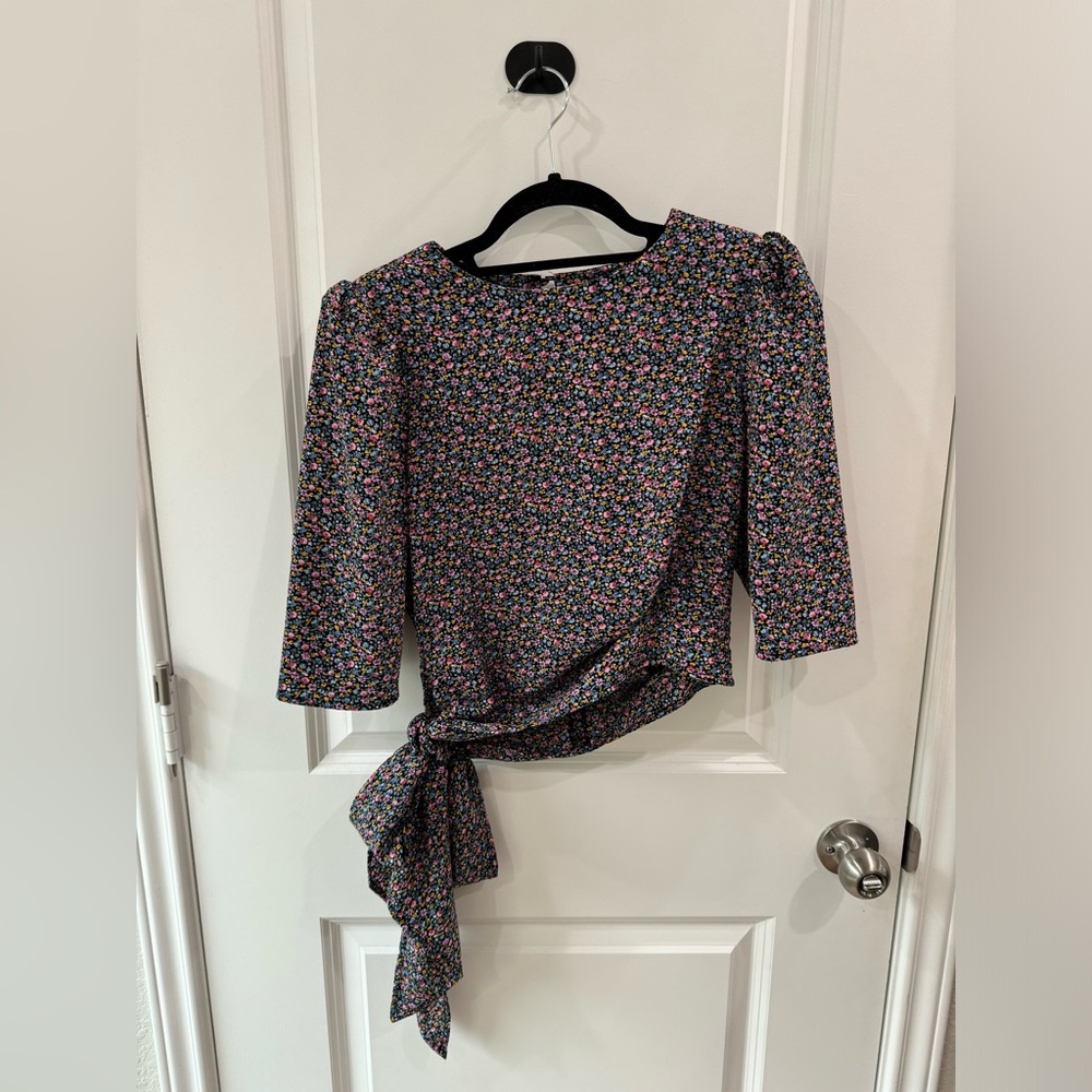 AFRM - Side Tie Cropped Blouse - Medium